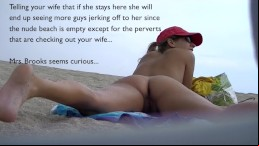 brunette milf on the beach